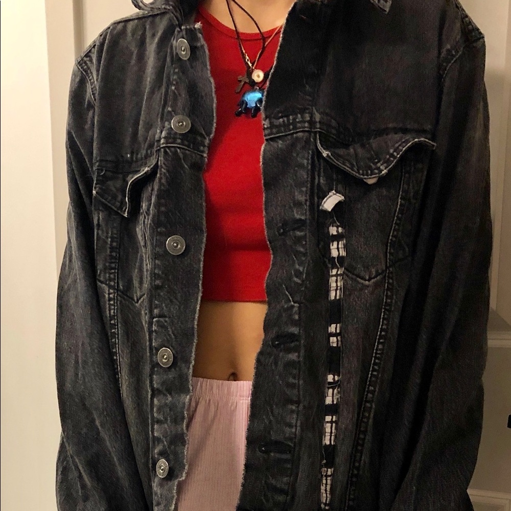 ROTONDI BRAND DESIGNER BLACK DENIM JACKET